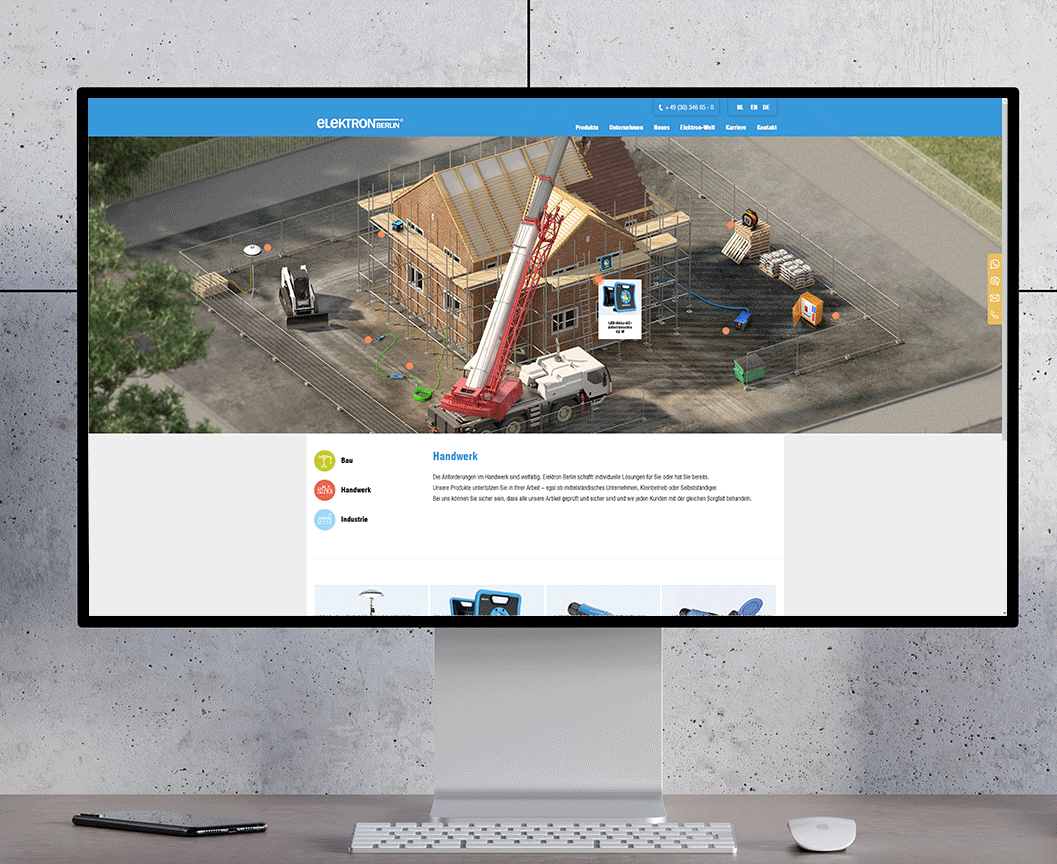 Webdesign und Programmierung für Elektron Berlin GmbH