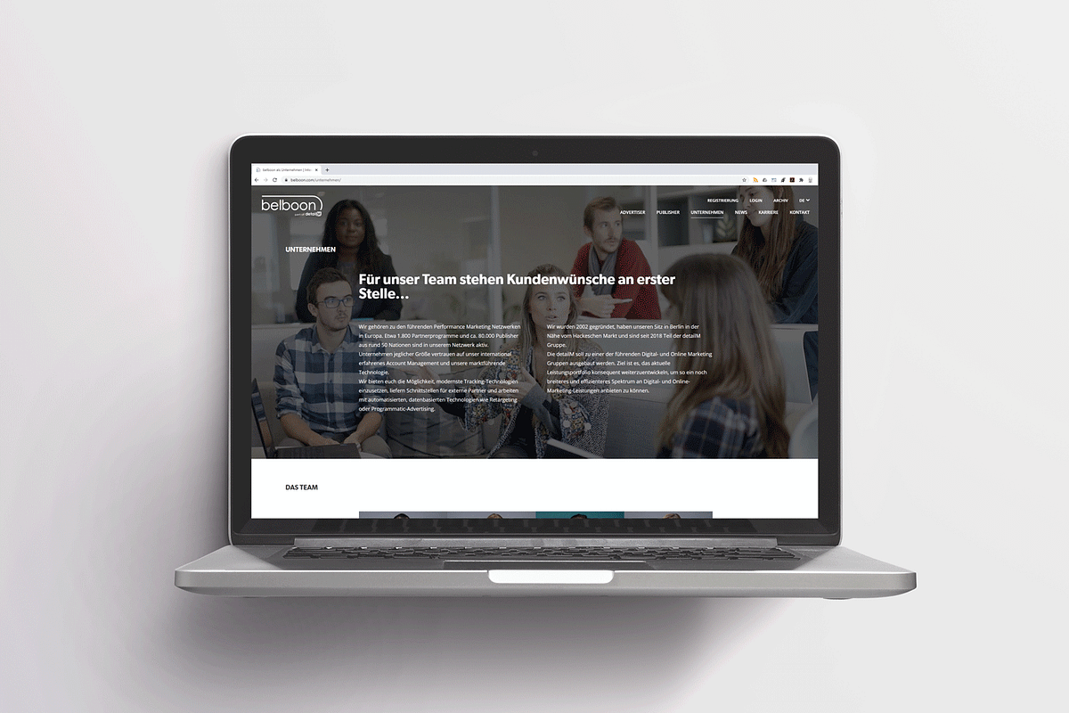 Styleguide, Logo- und Webdesign und WordPress-Programmierung für belboon GmbH Berlin