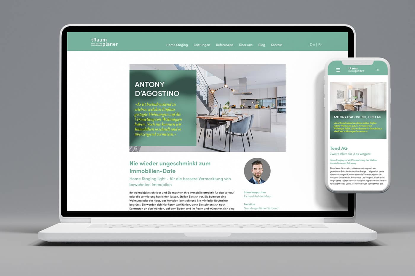 Webdesign und WordPress-Programmierung für Firma tRaumplaner GmbH aus der Schweiz