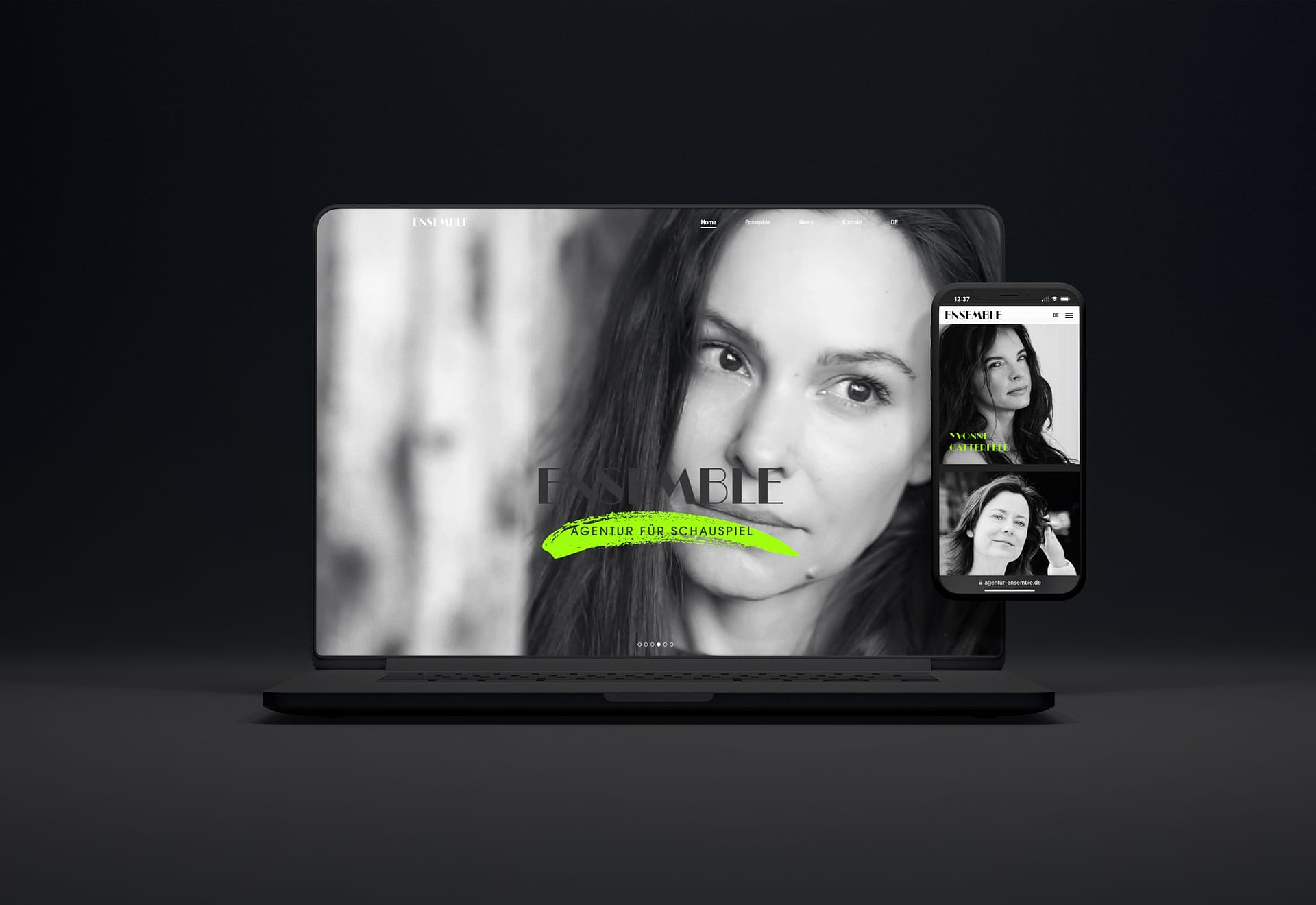 Branding und digitale Präsenz für Agentur für Schauspiel “Ensemble” aus München.